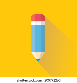 blue Pencil. Flat Design vector icon