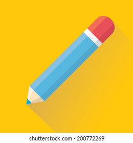 blue Pencil. Flat Design vector icon