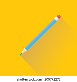 blue Pencil. Flat Design vector icon
