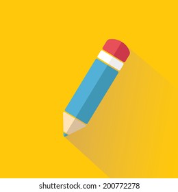 blue Pencil. Flat Design vector icon