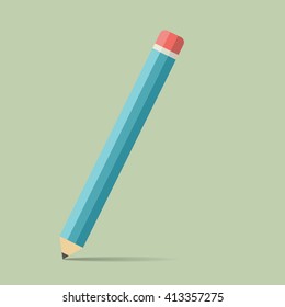 Blue pencil flat icon