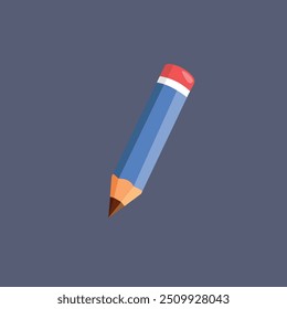 blue pencil in flat vector design.