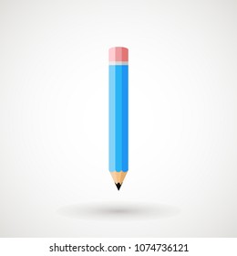 blue pencil flat vector icon