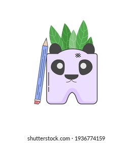 Blue pencil with green plants ready to learn.