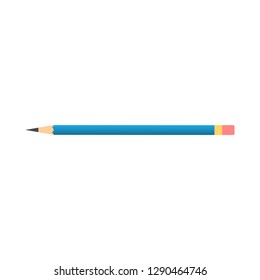Blue Pencil icon in flat design. Vector illustration isolated on white