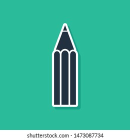 Blue Pencil icon isolated on green background. Education sign. Drawing and educational tools. School office symbol.  Vector Illustration