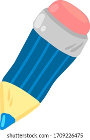 Blue pencil, illustration, vector on white background