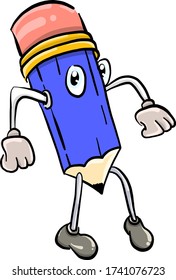 Blue pencil , illustration, vector on white background