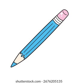 Blue pencil isolated cartoon vector illustration