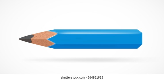 Blue pencil isolated on white background. Vector illustration for your graphic design.