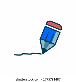 Blue pencil with line vector logo template