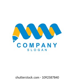 Blue pencil logo template