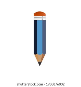 Blue pencil on a white background