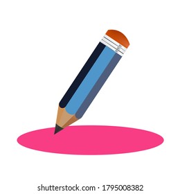 Blue pencil on a white background