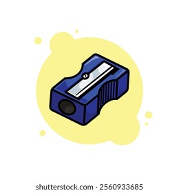 Blue Pencil Sharpener Cartoon Icon Vector Illustration. Isolated background. School office stationery supplies