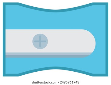 Blue pencil sharpener flat icon isolated on white background.