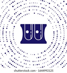 Icono del agresor Blue Pencil aislado en fondo blanco. Puntos aleatorios del círculo abstracto.  Ilustración vectorial