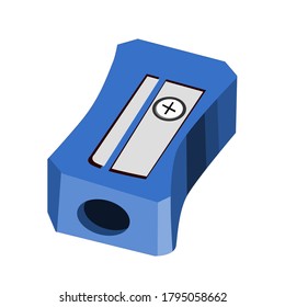 blue pencil sharpener vector image Isolated on white.Classroom equipment.