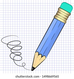 blue pencil simple vector illustration.