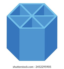 Blue pencil stand icon isometric vector. Hexagonal form. Creativity art
