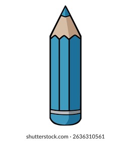 blue pencil stationary school supply write creative flat color vector illustration template design