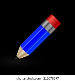 Blue pencil. Vector icon.