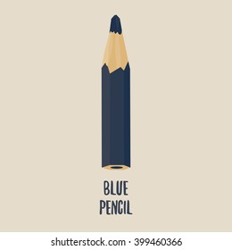 Blue Pencil. Vector pencil icon sign.