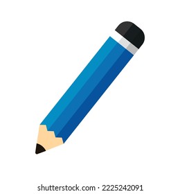 Blue pencil write isolated icon, vector, education