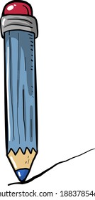 Blue pencil,illustration,vector on white background