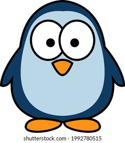 Blue penguin, illustration, on a white background.