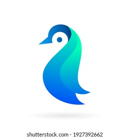 blue penguin logo vector icon