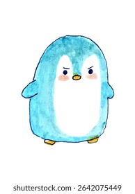 blue penguin on white background	