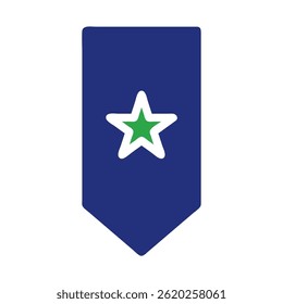 Blue Pennant Icon with Green Star Decoration