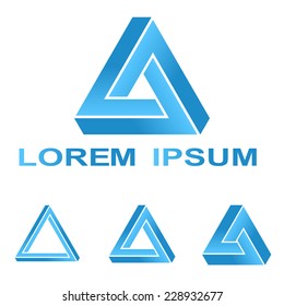 Blue Penrose triangle technology company symbol design set