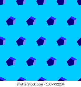Blue Pentagon 3D geometrische, nahtlose Muster, perfekt für Hintergründe, Mode, Kleidung, Bettüberwürfe, etc.