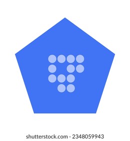 Blaue Pentagon-Figur mit Punktvektordesign-Element. Abstraktes, anpassbares Symbol für Infografiken mit leerem Kopienraum. Bearbeitbare Form für die Anleitung von Grafiken. Komponente zur Darstellung visueller Daten