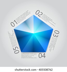 Blue Pentagon infographics. Vector illustration