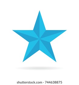 Blue pentagonal star icon isolated on white background