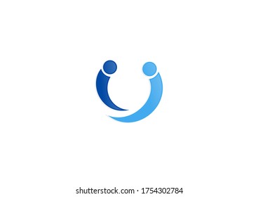 blue people circle vector symbol icon