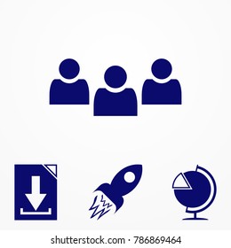 Blue people icon on grey background. Flat vector image.