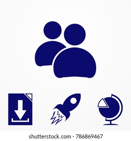 Blue people icon on grey background. Flat vector image.