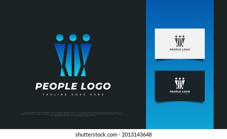 Blue People Logo Design. People, Community, Network, Creative Hub, Group, Social Connection Logo or Icon for Business Identity