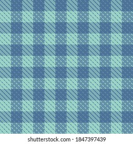 Blue Pepita Check Seamless Vector Repeat Pattern