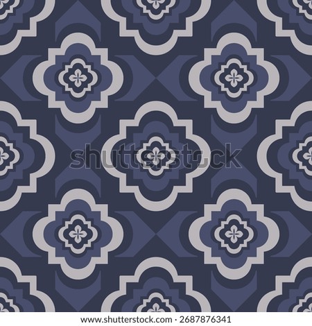 Blue peranakan ethnic floral pattern. Vector Moroccan ethnic floral geometric shape seamless pattern. Ethnic floral pattern use for fabric, textile, home decoration elements, upholstery, packaging.
