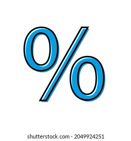 Blue percent symbol. Financial background. Math element. Sketch modern. Flat design. Vector illustration. Stock image. 