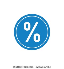 Blue percent symbol. Percentage sign. Vector illustration isolated on white background.