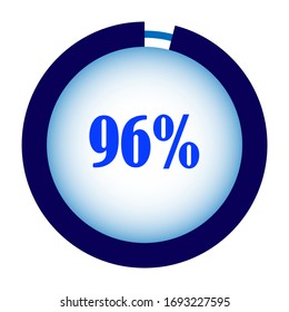 blue Percentage diagram for infographic, UI, web design. Progress bar template. Vector illustration.showing 96% 