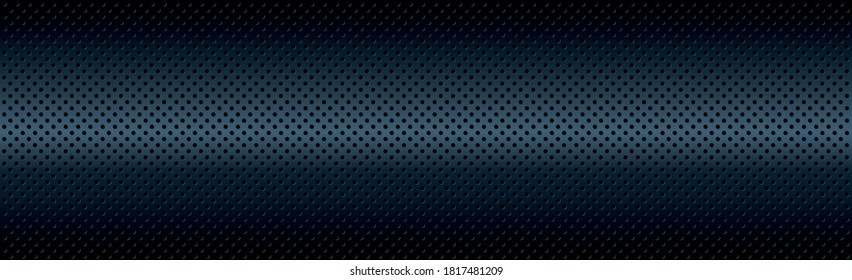 Blue perforated blue background with black holes and glow - illustration