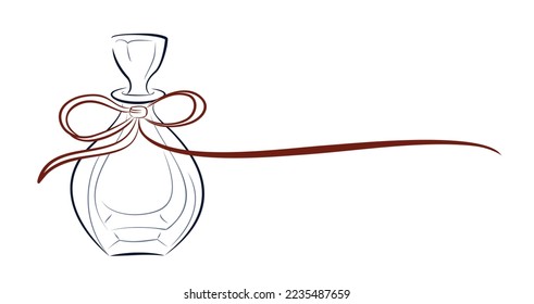 The blue perfume bottle symbol with red bow.
