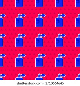 Blue Perfume icon isolated seamless pattern on red background.  Vector Illustration